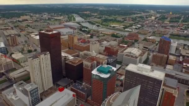 Aerial Flying Des Moines Iowa Amazing Cityscape Downtown — стокове відео