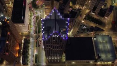 Gece Detroit, Şehir Merkezi, Michigan 'da Uçan Havadan Uçuşlar, İnanılmaz Şehir