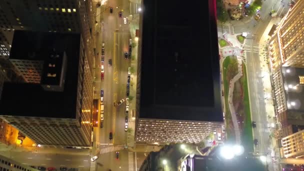 Aerial Flying Night Detroit Amazing Cityscape Downtown Michigan — стоковое видео