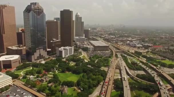 Aerial Flying Houston Texas Downtown Amazing Cityscape — Stockvideo