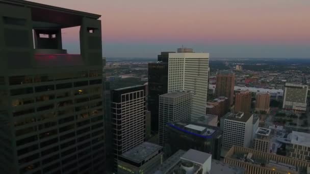 Luchtvliegen Houston Texas Amazing Cityscape Downtown — Stockvideo