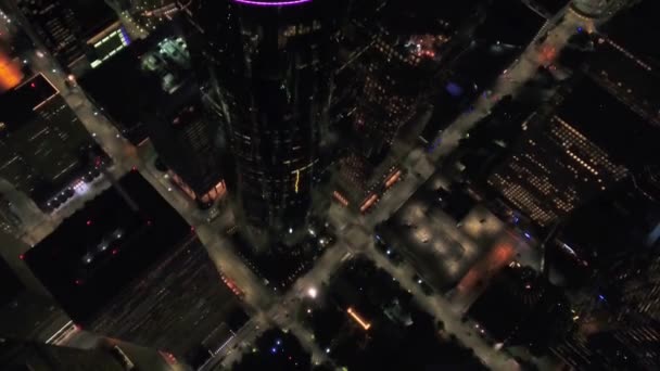 Vuelo Aéreo Durante Noche Houston Texas Paisaje Urbano Increíble Centro — Vídeo de stock