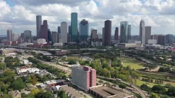Voando Sobre Houston Downtown Amazing Cityscape Texas — Vídeo de Stock