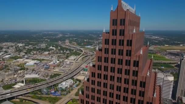 Vuelo Aéreo Sobre Houston Texas Hermoso Paisaje Urbano Centro Ciudad — Vídeos de Stock