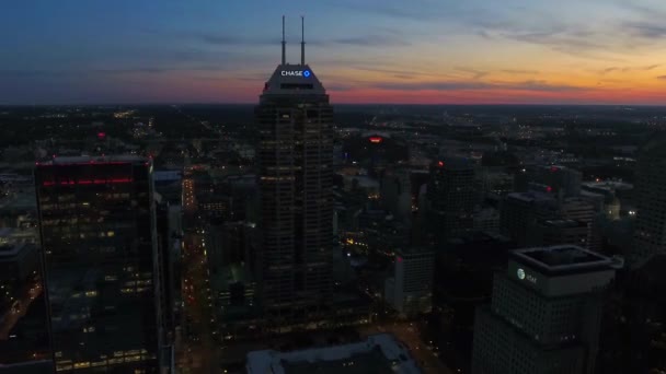 Aerial Flying Night Indianapolis Belváros City Lights Indiana — Stock videók