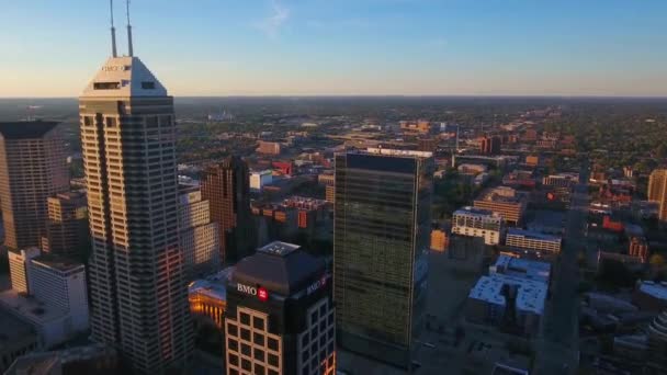 Aerial Flying Indianapolis Beautiful Cityscape Indiana Downtown — Vídeo de Stock