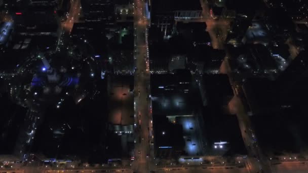 Aerial Flying Night Indianapolis City Lights Indiana Downtown — Stok Video