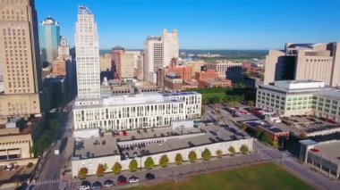 Aerial Flying Over Kansas City, Amazing Cityscape, Missouri, Downtown