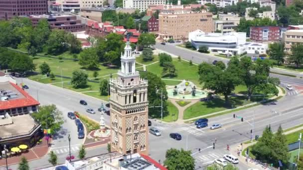Aerial Flying Kansas City Missouri Country Club District Downtown — Video Stock