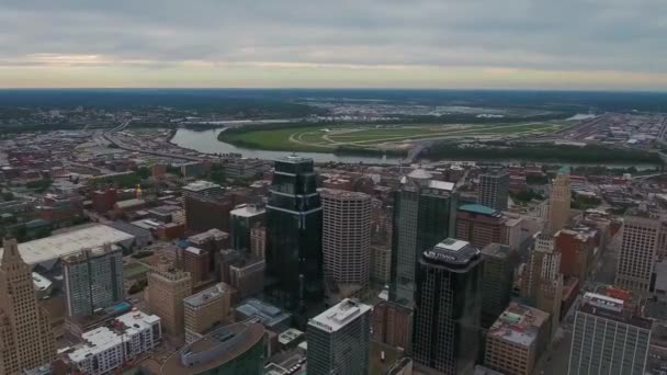 Aerial Flying Kansas City Amazing Cityscape Downtown Missouri — ストック動画