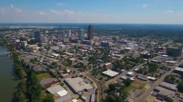 Aerial Flying Little Rock Arkansas Downtown Arkansas River — Vídeo de Stock