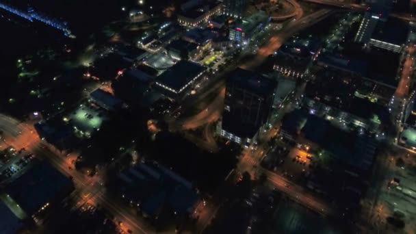 Aerial Flying Night Little Rock Arkansas City Lights Downtown — Stock video