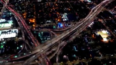 Aerial Flying Over Night Los Angeles, Downtown, California, Amazing Cityscape