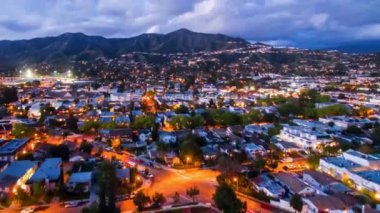 Aerial Flying Over Evening Los Angeles, California, Amazing Cityscape