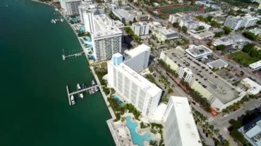 Aerial Flying Over Miami, Florida, Biscayne Bay, Downtown, Amazing Cityscape
