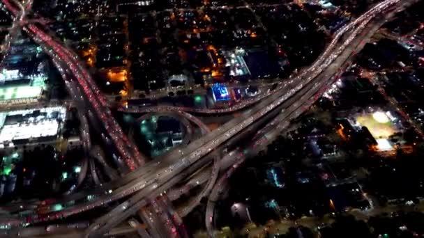 Aerial Flying Night Los Angeles Downtown California Amazing Cityscape — Stock video