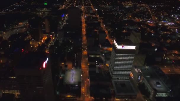 Aerial Flying Night Memphis Tennessee Downtown City Lights — Stock videók