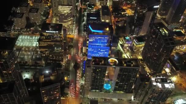 Aerial Flying Night Miami Florida Amazing Cityscape Downtown — Wideo stockowe