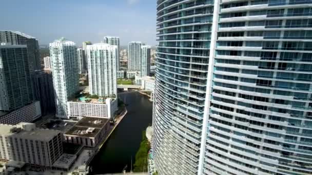 Aerial Flying Miami Florida Downtown Amazing Cityscape — Stockvideo