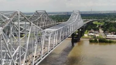 Aerial Flying Over New Orleans, Crescent City Connection, Louisiana