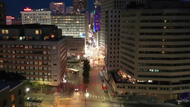 Aerial Flying Night New Orleans Louisiana Amazing Cityscape Downtown — стокове відео