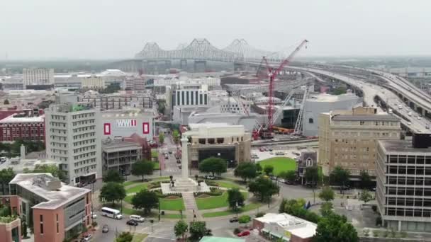 Aerial Flying New Orleans Warehouse District Louisiana Amazing Cityscape — Αρχείο Βίντεο