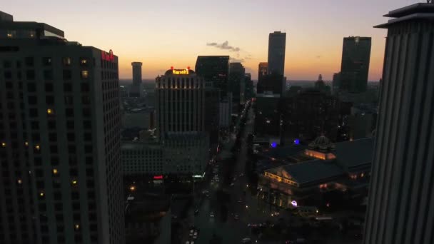 Aerial Flying Evening New Orleans Louisiana Amazing Cityscape Downtown — Video Stock