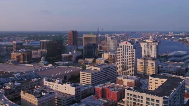 Aerial Flying Norfolk Virginia Downtown Amazing Cityscape — Stockvideo