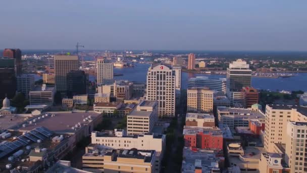Aerial Flying Norfolk Virginia Amazing Cityscape Downtown — Stockvideo