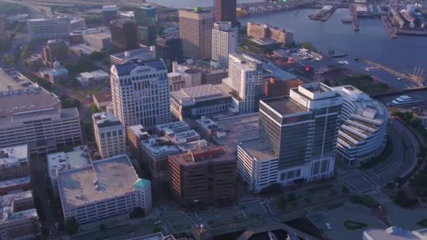 Aerial Flying Norfolk Downtown Virginia Amazing Cityscape — Video Stock