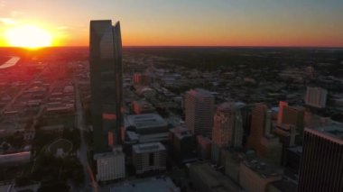 Oklahoma 'da Günbatımı, Hava Uçuşu, Oklahoma, Şehir Merkezi, İnanılmaz Şehir Manzarası