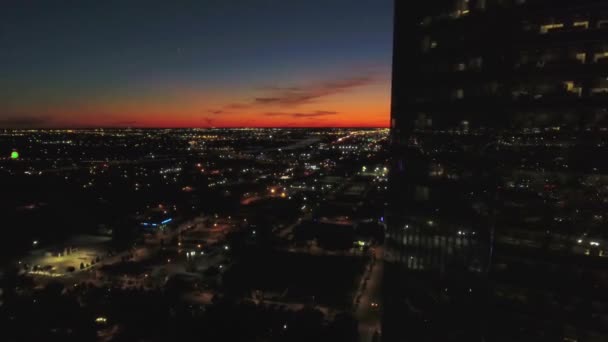 Vuelo Aéreo Durante Noche Oklahoma City Oklahoma City Lights Downtown — Vídeo de stock