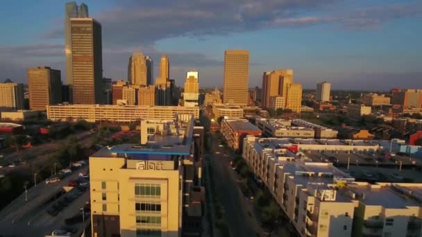 Aerial Flying Оклахома Сіті Amazing Cityscape Downtown Оклахома — стокове відео