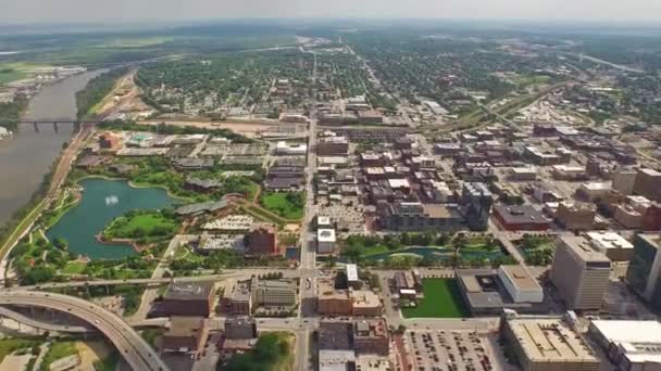 Letecké Létání Nad Omahou Nebraska Starý Trh Úžasné Město — Stock video