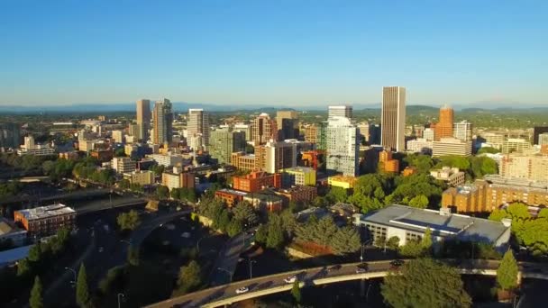 Letecké Létání Přes Portland Amazing Cityscape Downtown Oregon — Stock video