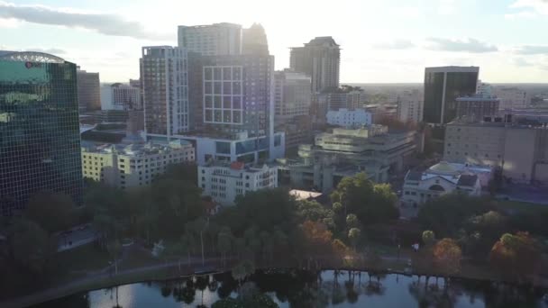 Aereo Volare Orlando Florida Centro Città Paesaggio Urbano Stupefacente Lago — Video Stock