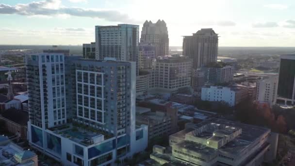 Vuelo Aéreo Sobre Orlando Florida Centro Paisaje Urbano Increíble — Vídeo de stock