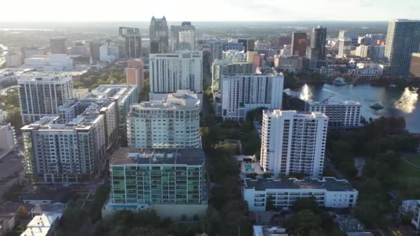 Aereo Sorvolando Orlando Centro Città Paesaggio Urbano Stupefacente Florida — Video Stock