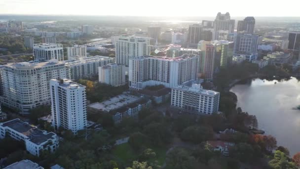 Vuelo Aéreo Sobre Orlando Centro Florida Paisaje Urbano Increíble — Vídeo de stock