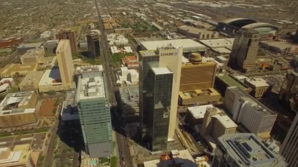 Aereo Che Vola Sopra Phoenix Arizona Paesaggio Urbano Stupefacente Centro — Video Stock