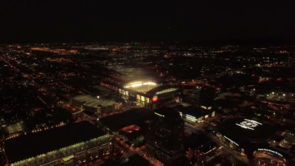 Vuelo Aéreo Durante Noche Phoenix Increíble Paisaje Urbano Arizona Centro — Vídeo de stock