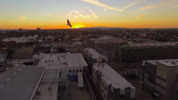 Tramonto Sopra Phoenix Arizona Volo Aereo Paesaggio Urbano Stupefacente — Video Stock