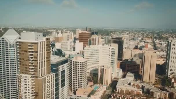 空中飞越圣地亚哥 加利福尼亚 市中心 神奇的城市景观 — 图库视频影像