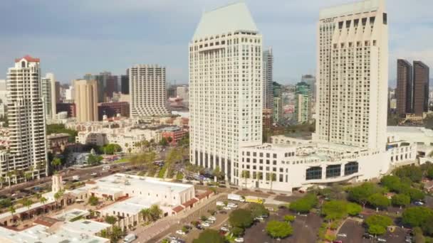 San Diego Üzerinde Uçan Hava Şehir Merkezi Inanılmaz Şehir Manzarası — Stok video