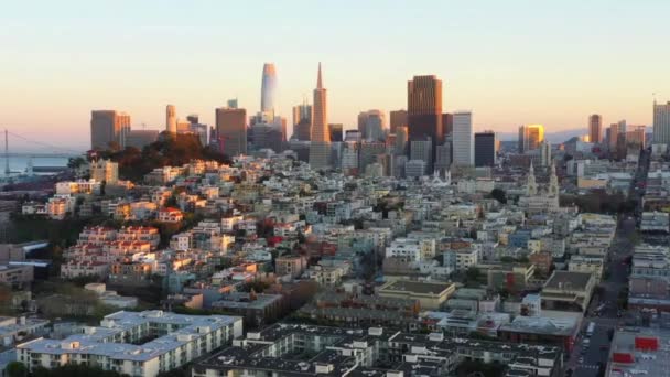 Letecké Létání Přes San Francisco Telegraph Hill Kalifornie — Stock video