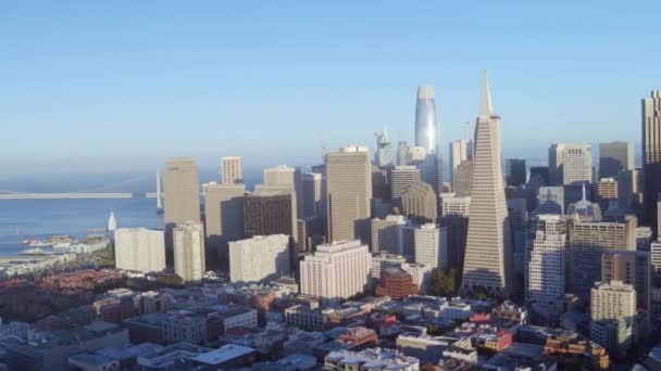 Aerial Flying San Francisco Downtown California San Francisco Bay — стокове відео