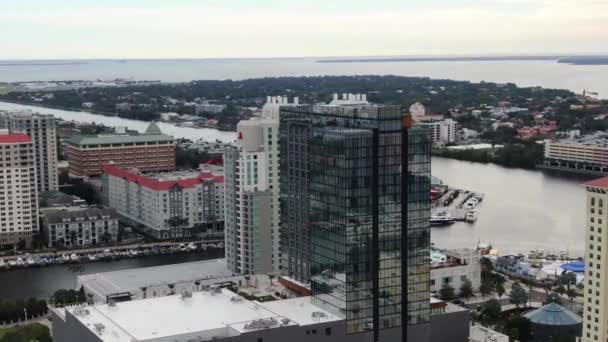 Voando Aéreo Sobre Tampa Flórida Tampa Bay Centro Cidade — Vídeo de Stock