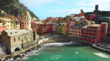 İtalya, Cinque Terre, Aerial View, Liguria, Vernazza, Ligurian Sea, Mountains