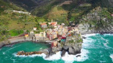 İtalya, Cinque Terre, Aerial View, Liguria, Liguria, Vernazza, Dağlar