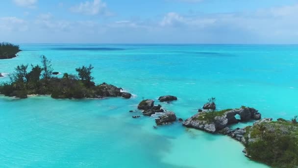 Bermudas Ponto Reis Meio Voar Aéreo Paraíso Tropical Oceano Atlântico — Vídeo de Stock